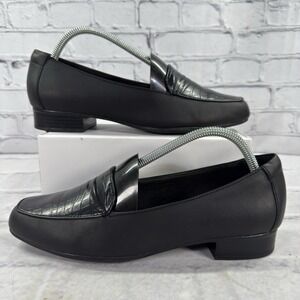 Clarks Collection Womens Juliet Lora Loafer Black Croc Size‎ 10 M Slip On